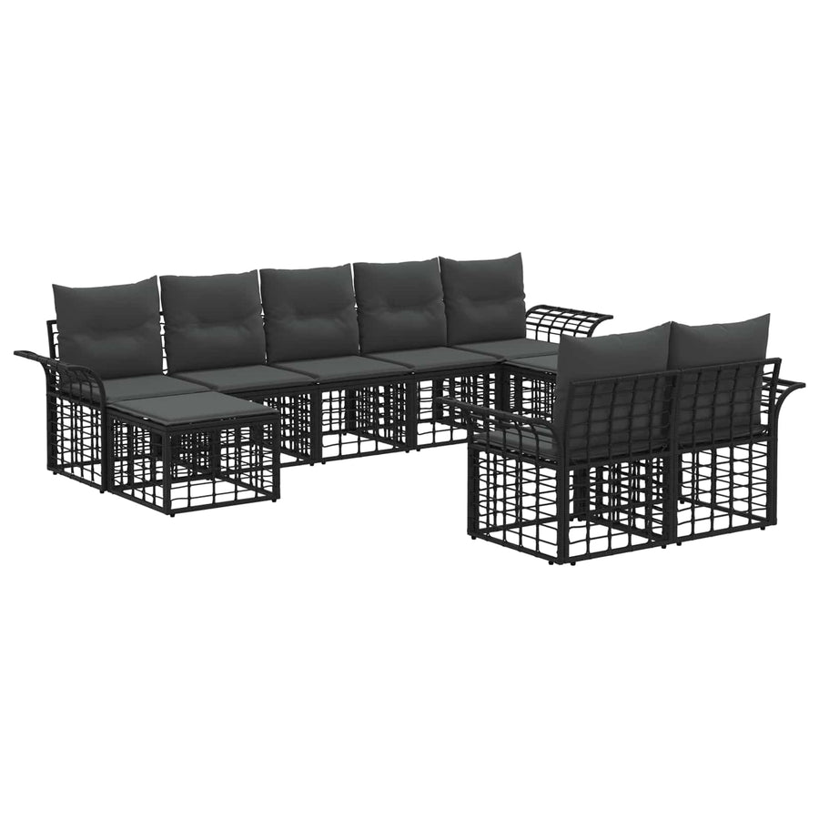 Buiten bankenset 9 pcs Zwart en Donkergrijs Polyester