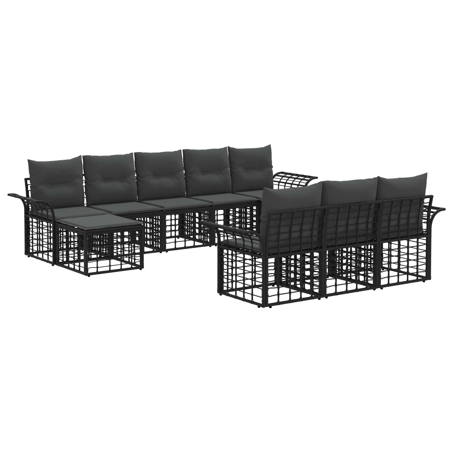 Buiten bankenset 10 pcs Zwart en Donkergrijs Polyester