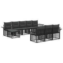 Buiten bankenset 10 pcs Zwart en Donkergrijs Polyester