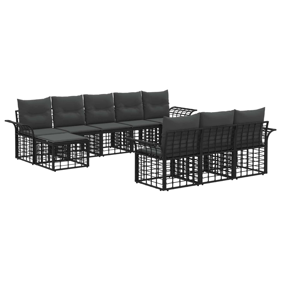 Buiten bankenset 10 pcs Zwart en Donkergrijs Polyester