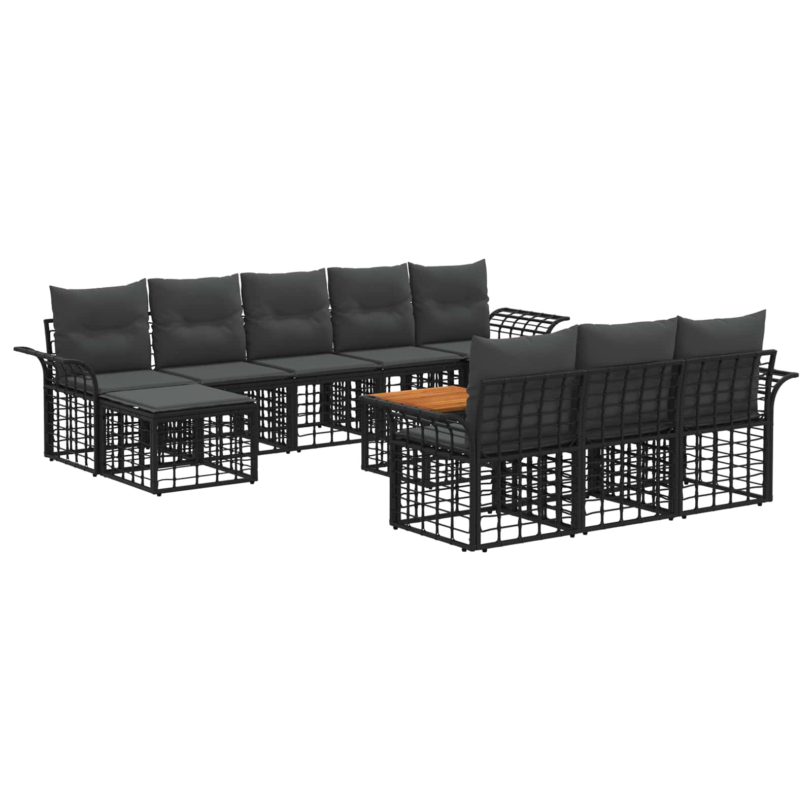 Buiten bankenset 11 pcs Zwart en Donkergrijs Polyester