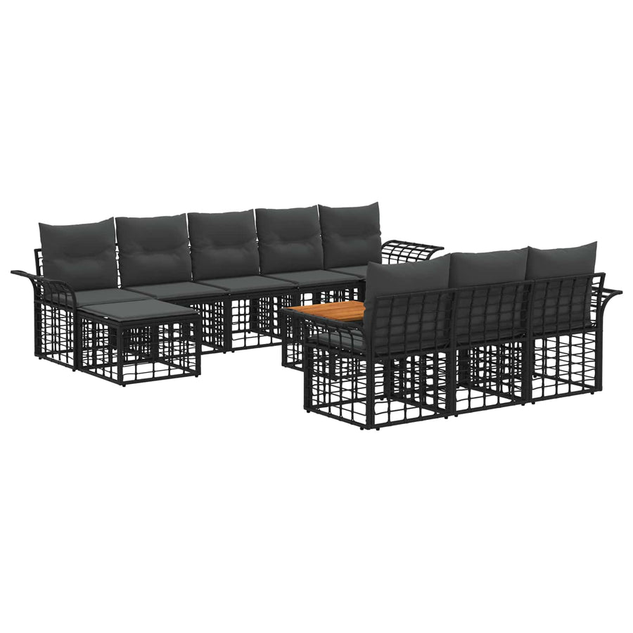 Buiten bankenset 11 pcs Zwart en Donkergrijs Polyester