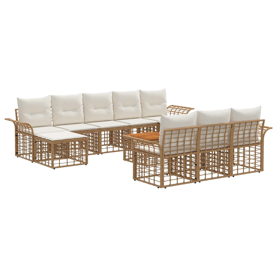Buiten bankenset 11 pcs Natuurlijk en Crème Wit Polyester