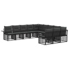 Tuinbankenset 11-delig poly rattan zwart donkergrijs