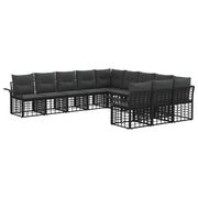Tuinbankenset 11-delig poly rattan zwart donkergrijs