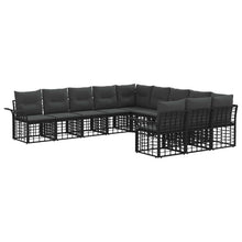 Buiten bankenset 11 pcs Zwart en Donkergrijs Polyester