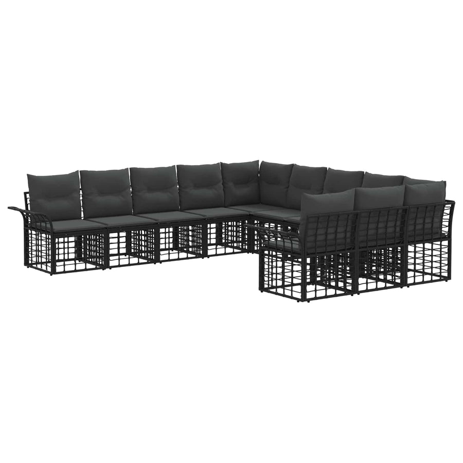 Buiten bankenset 11 pcs Zwart en Donkergrijs Polyester