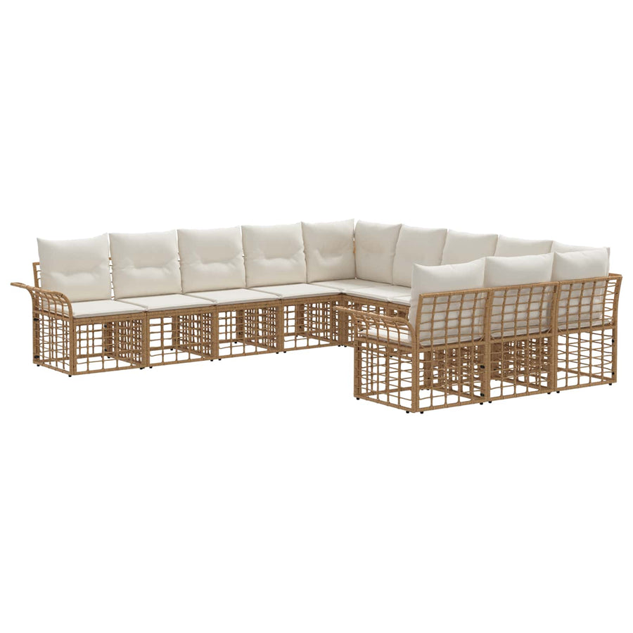 Buiten bankenset 11 pcs Natuurlijk en Crème Wit Polyester