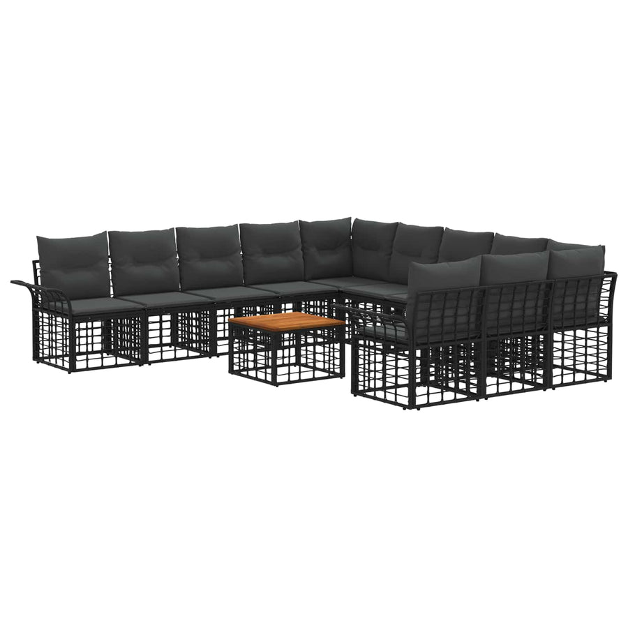 Buiten bankenset 12 pcs Zwart en Donkergrijs Polyester