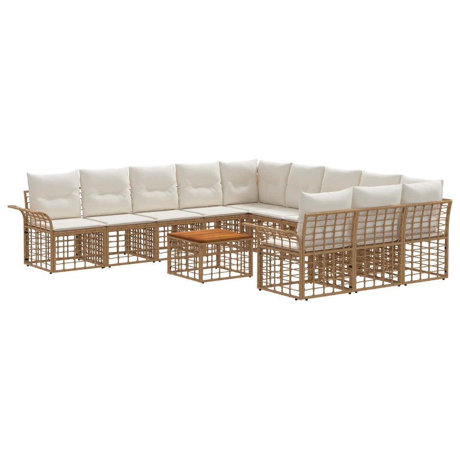 Buiten bankenset 12 pcs Natuurlijk en Crème Wit Polyester