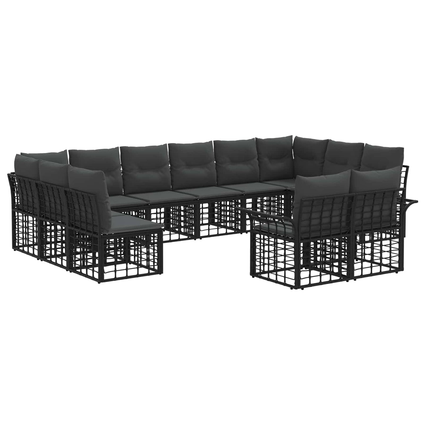 Buiten bankenset 12 pcs Zwart en Donkergrijs Polyester