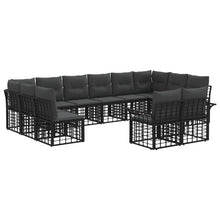 Buiten bankenset 12 pcs Zwart en Donkergrijs Polyester