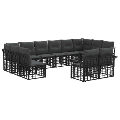 Buiten bankenset 12 pcs Zwart en Donkergrijs Polyester