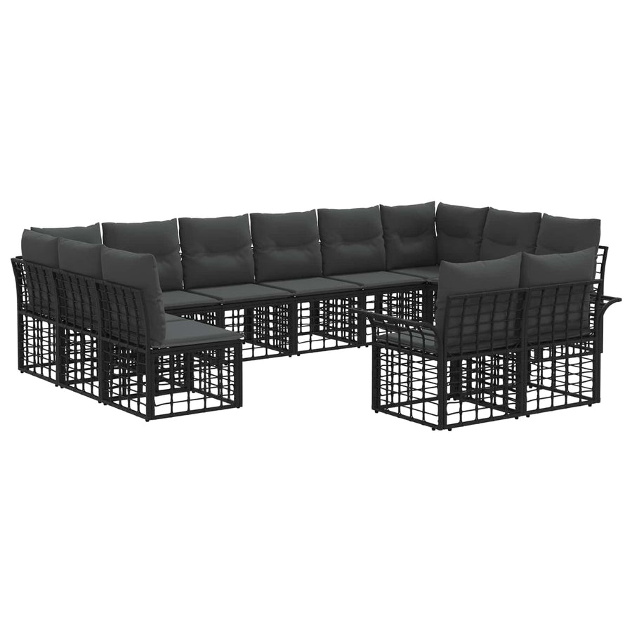 Buiten bankenset 12 pcs Zwart en Donkergrijs Polyester