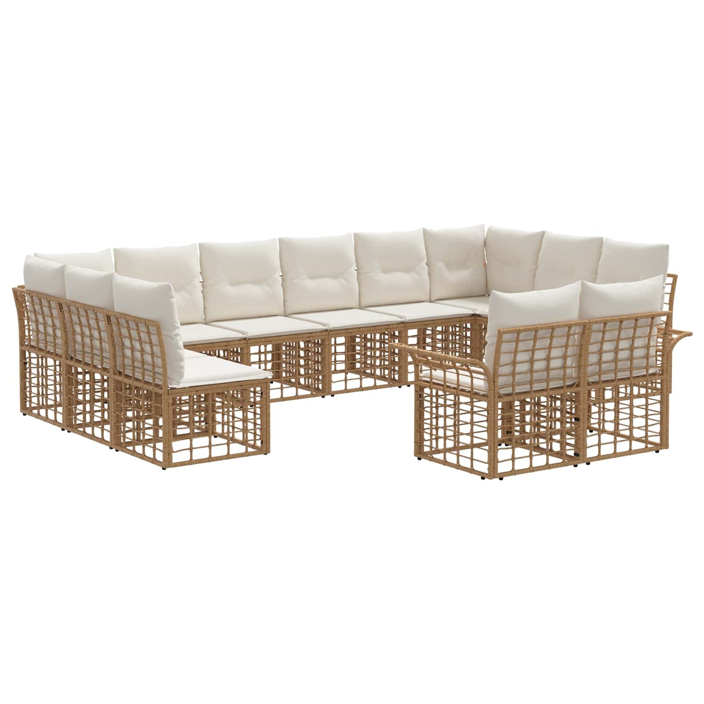 Buiten bankenset 12 pcs Natuurlijk en Crème Wit Polyester