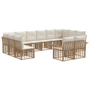 Tuinbankenset 12 personen polyester natuurlijk crème wit