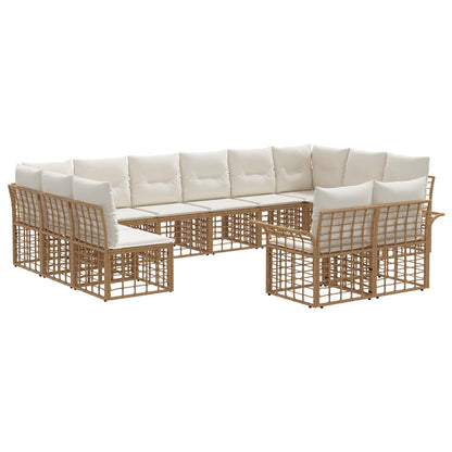 Buiten bankenset 12 pcs Natuurlijk en Crème Wit Polyester