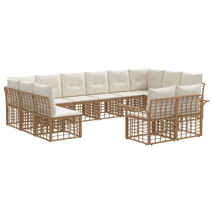 Buiten bankenset 12 pcs Natuurlijk en Crème Wit Polyester