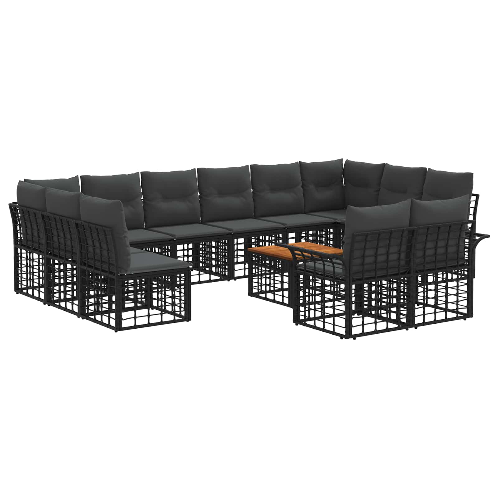 Buiten bankenset 13 pcs Zwart en Donkergrijs Polyester