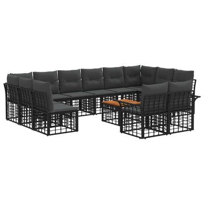Buiten bankenset 13 pcs Zwart en Donkergrijs Polyester