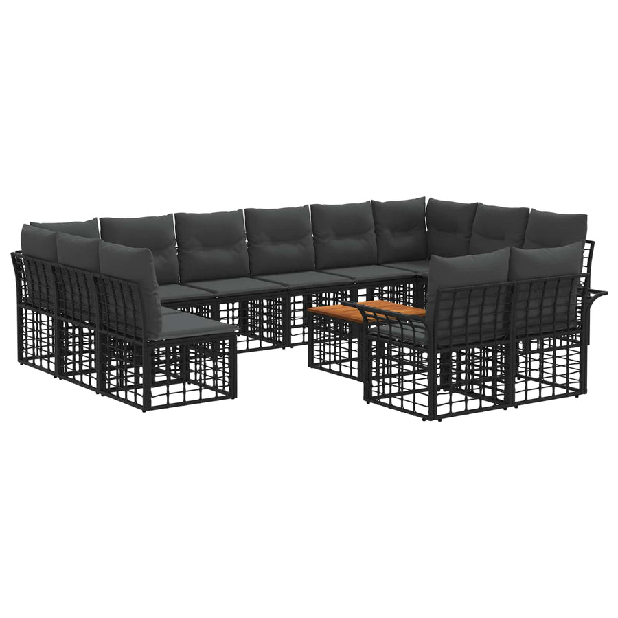 Buiten bankenset 13 pcs Zwart en Donkergrijs Polyester