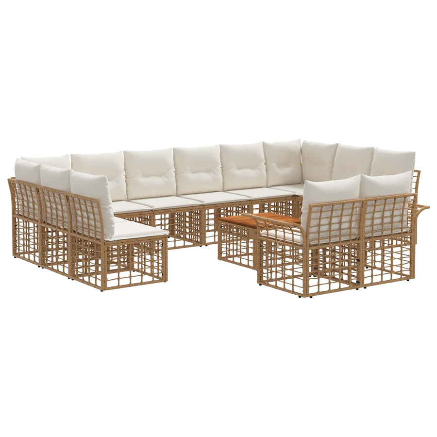 Buiten bankenset 13 pcs Natuurlijk en Crème Wit Polyester