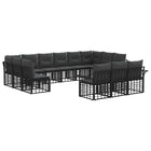 Tuinset 13-delig polyrattan zwart donkergrijs