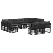 Tuinset 13-delig polyrattan zwart donkergrijs
