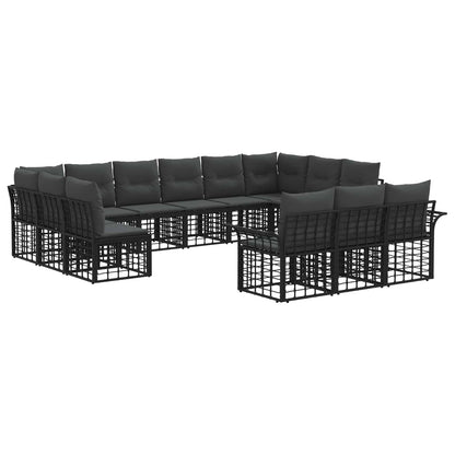 Buiten bankenset 13 pcs Zwart en Donkergrijs Polyester