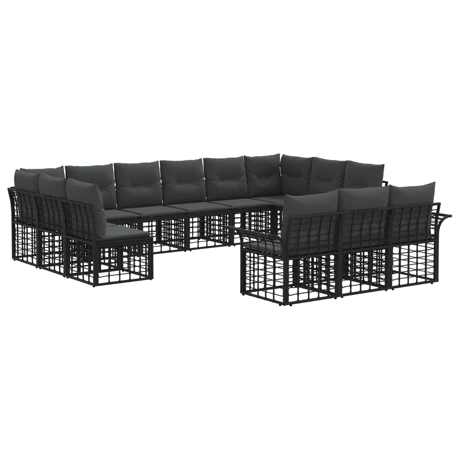 Buiten bankenset 13 pcs Zwart en Donkergrijs Polyester