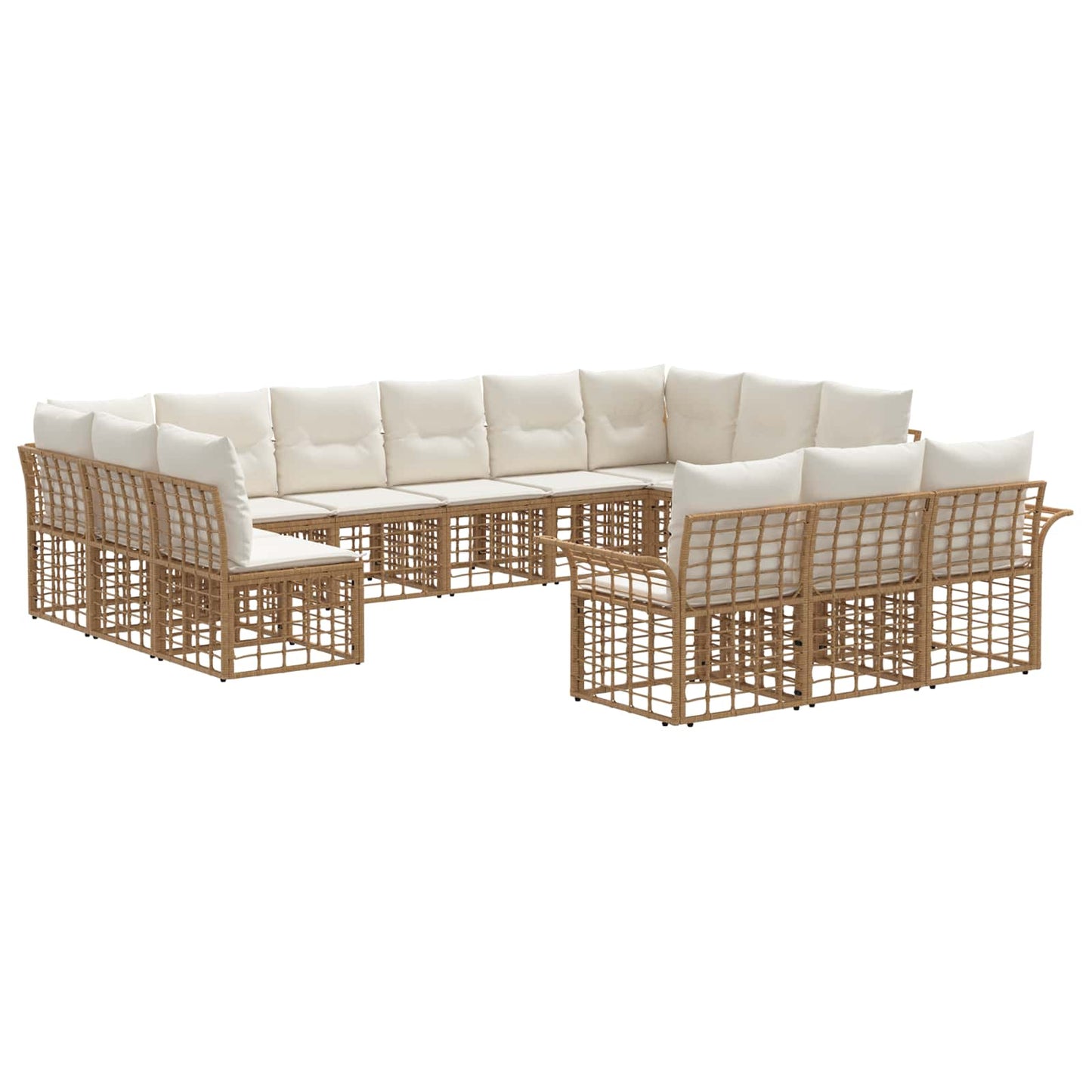 Buiten bankenset 13 pcs Natuurlijk en Crème Wit Polyester