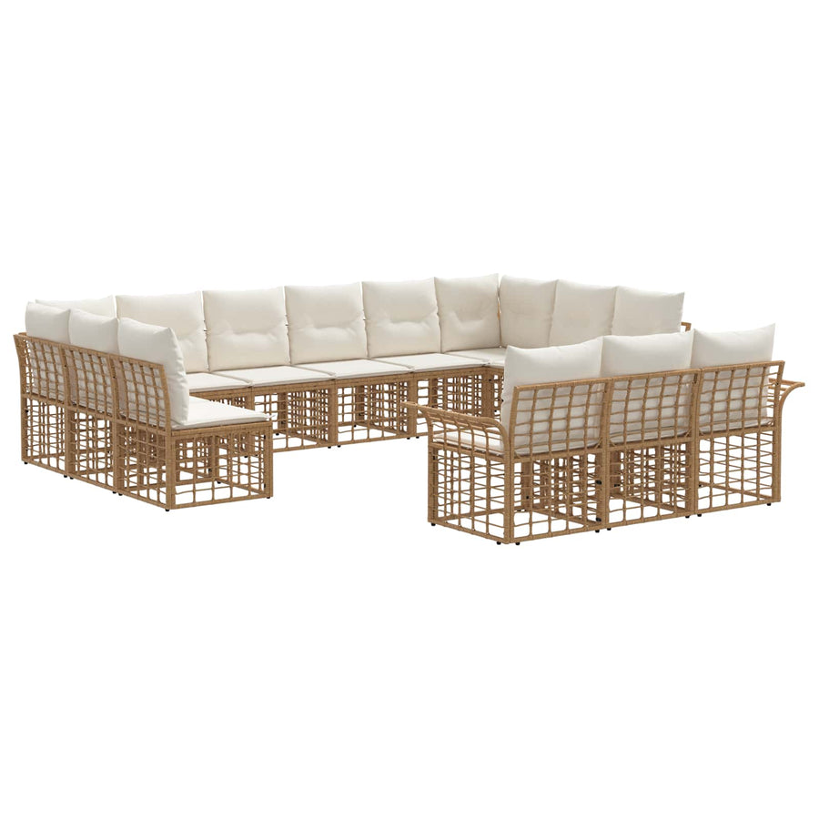 Buiten bankenset 13 pcs Natuurlijk en Crème Wit Polyester