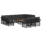 Loungeset 14-delig zwart donkergrijs polyester