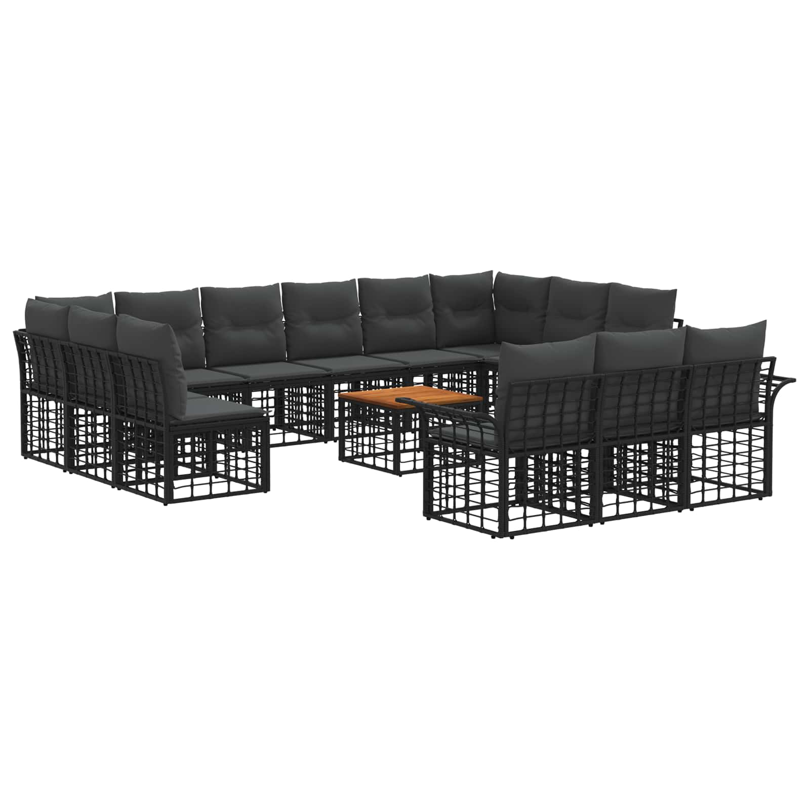 Buiten bankenset 14 pcs Zwart en Donkergrijs Polyester