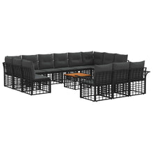 Buiten bankenset 14 pcs Zwart en Donkergrijs Polyester
