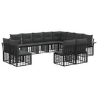 Modulaire tuinbank 12-delig poly rattan zwart donkergrijs