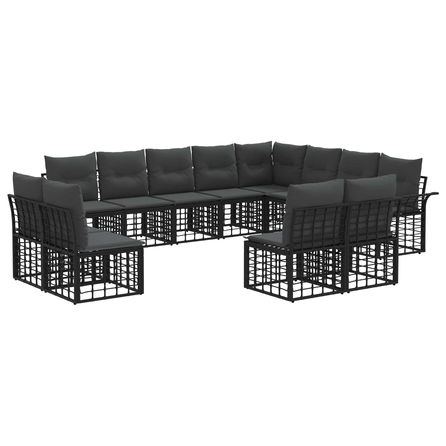 Buiten bankenset 12 pcs Zwart en Donkergrijs Polyester