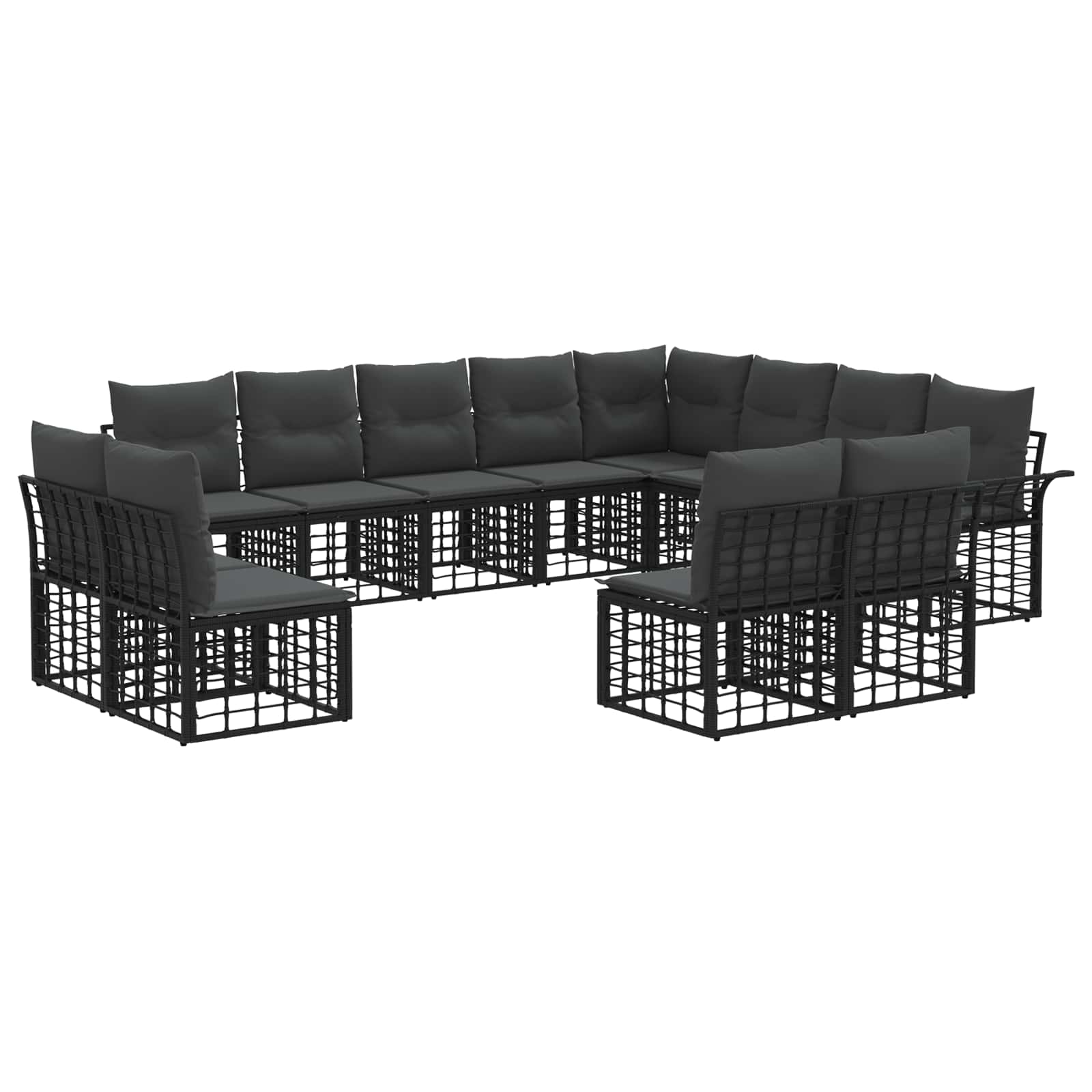 Buiten bankenset 12 pcs Zwart en Donkergrijs Polyester