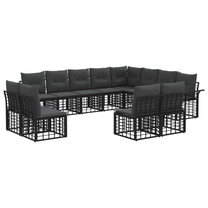 Buiten bankenset 12 pcs Zwart en Donkergrijs Polyester