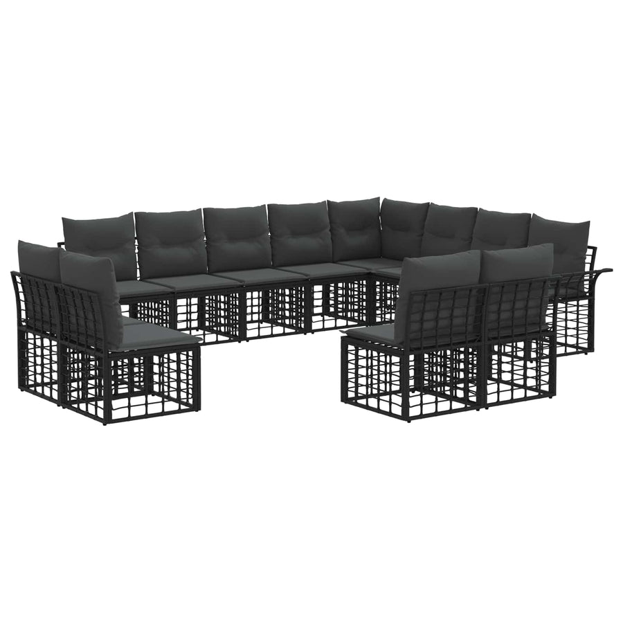 Buiten bankenset 12 pcs Zwart en Donkergrijs Polyester