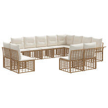 Buiten bankenset 12 pcs Natuurlijk en Crème Wit Polyester