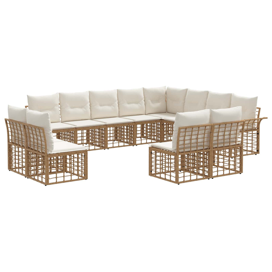 Buiten bankenset 12 pcs Natuurlijk en Crème Wit Polyester