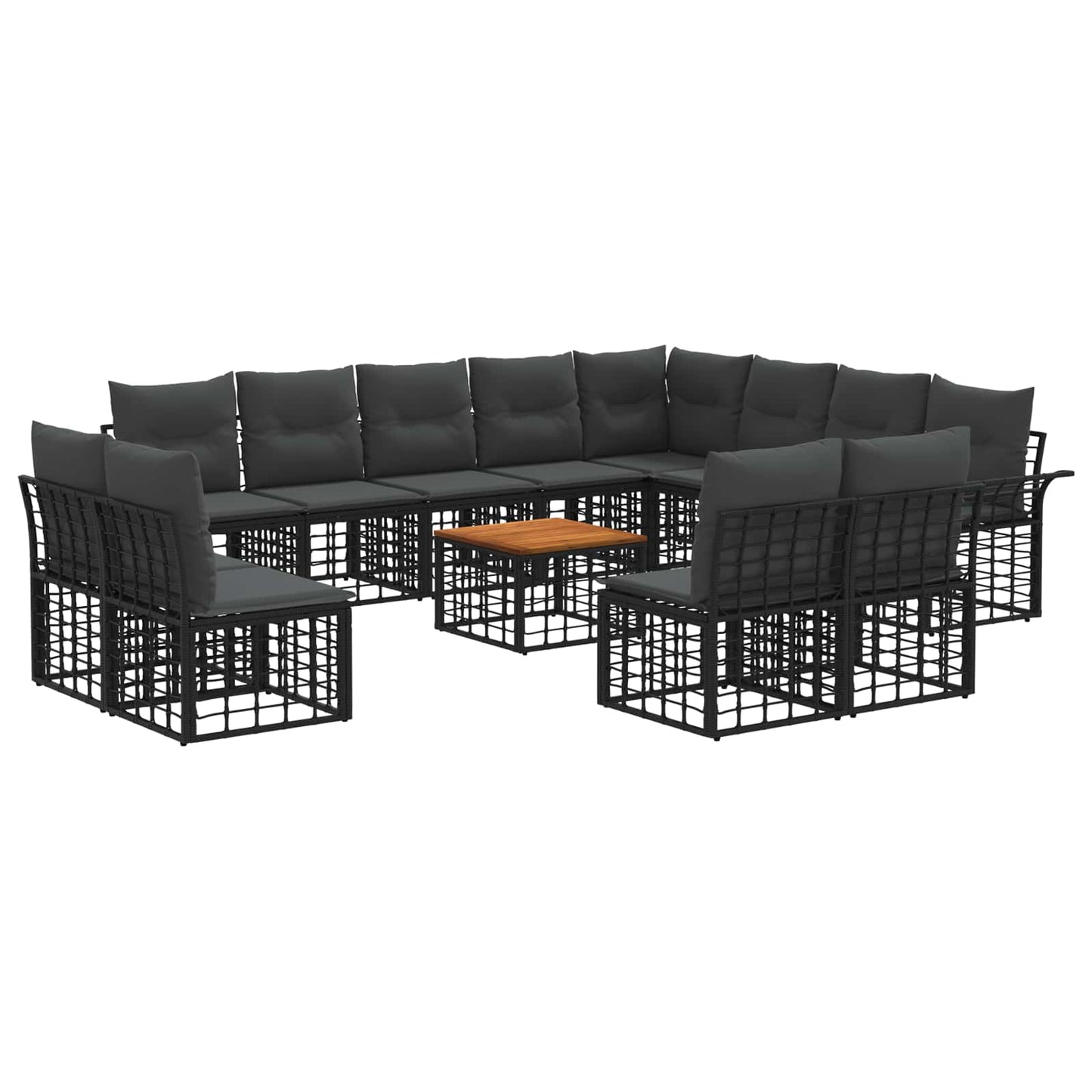 Buiten bankenset 13 pcs Zwart en Donkergrijs Polyester