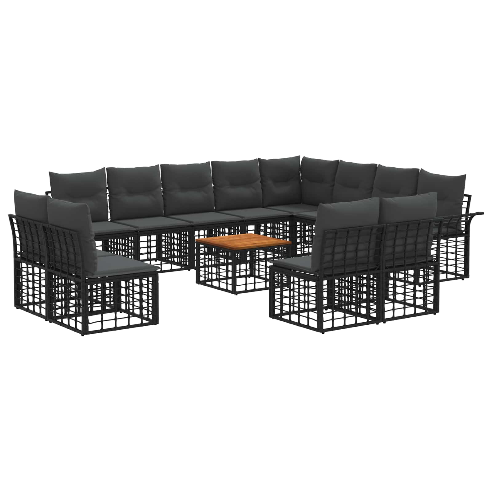 Buiten bankenset 13 pcs Zwart en Donkergrijs Polyester