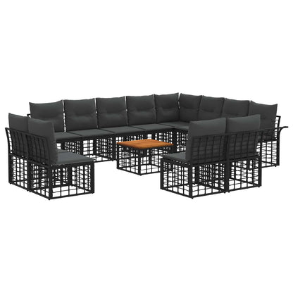 Buiten bankenset 13 pcs Zwart en Donkergrijs Polyester