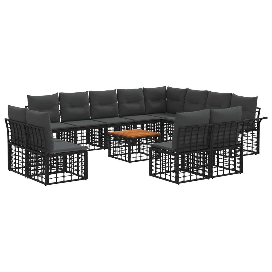 Buiten bankenset 13 pcs Zwart en Donkergrijs Polyester
