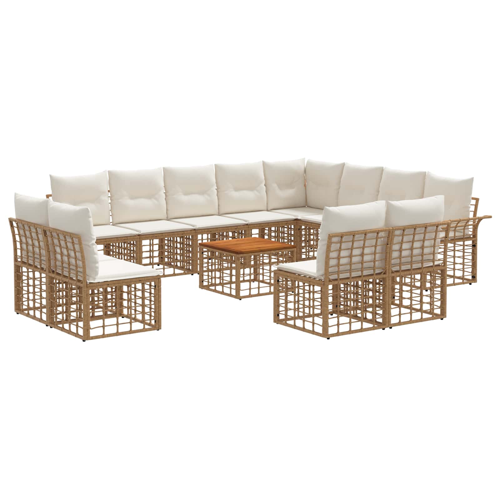Buiten bankenset 13 pcs Natuurlijk en Crème Wit Polyester