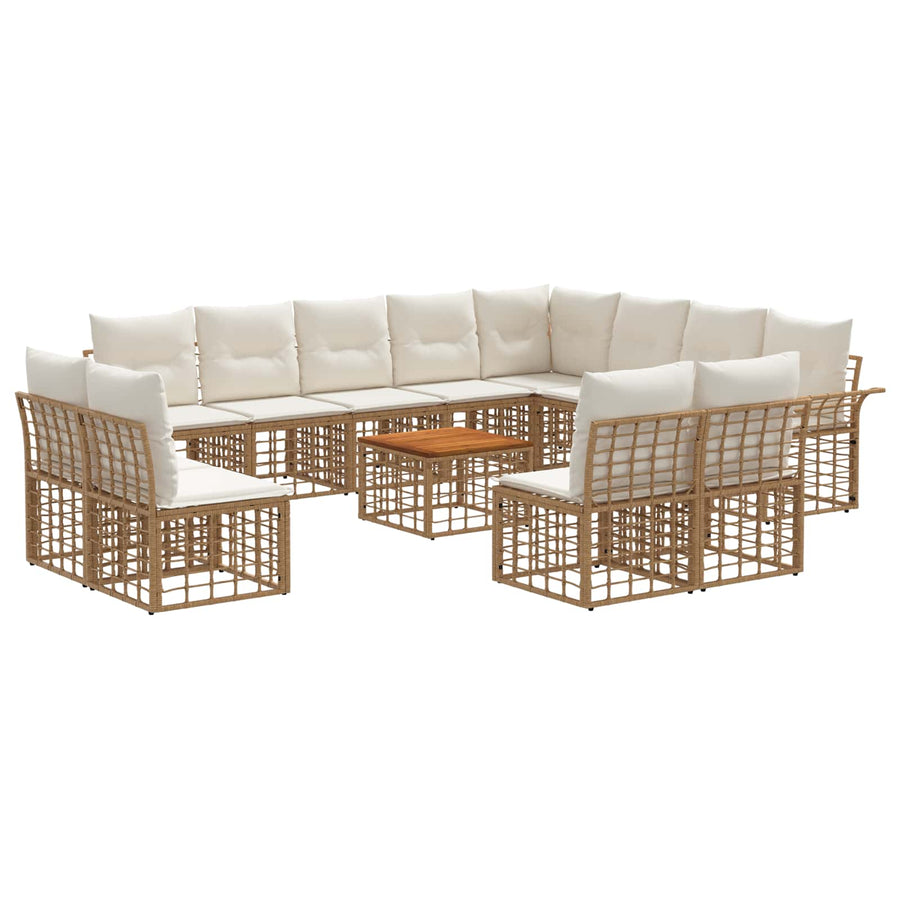 Buiten bankenset 13 pcs Natuurlijk en Crème Wit Polyester
