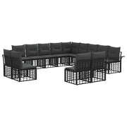 Modulaire tuinbank 13-delig zwart donkergrijs polyester