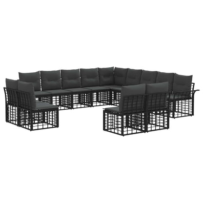 Buiten bankenset 13 pcs Zwart en Donkergrijs Polyester